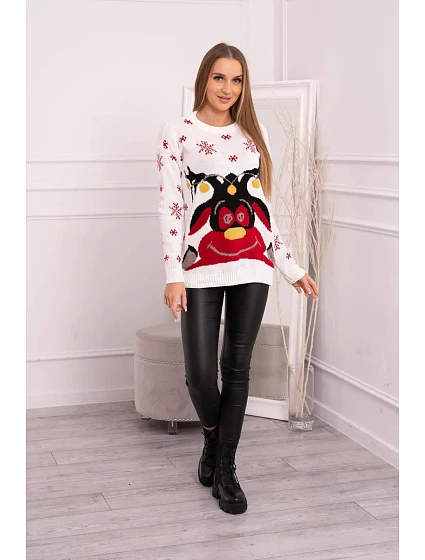 Vánoční svetr se model 18748081 ecru - K-Fashion Vánoční svetr se model 18748081 ecru - K-Fashion
