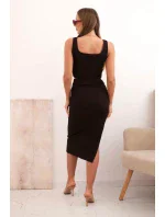 Dámský top a vroubkovaný sukně hnědý Dámský top a vroubkovaný sukně hnědý