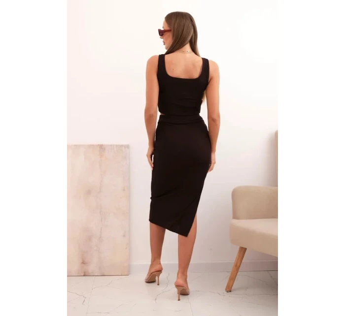 Dámský top a vroubkovaný sukně hnědý Dámský top a vroubkovaný sukně hnědý