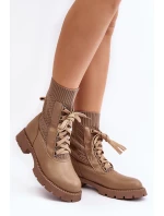 Dámské botky se šňůrkou a světle béžovou podkolenkou Gentiana