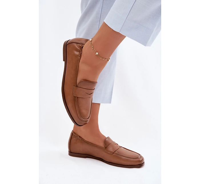 Mokasíny z přírodní kůže model 22074671 Camel - VINCEZA Mokasíny z přírodní kůže model 22074671 Camel - VINCEZA