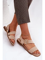 Dámské sandály na ploché podrážce Béžové se zlatou sponou Verissea