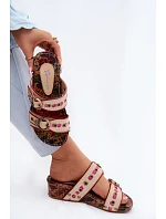 Kožené vzorované dámské sandály na platformě model 22133529 Multicolor - Maciejka