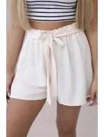 Viskózové šortky zavazované v pase světle béžová Viskózové šortky zavazované v pase světle béžová