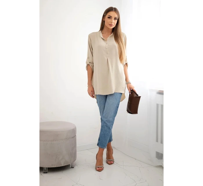 Halenka s prodlouženým zadním dílem tmavě béžová