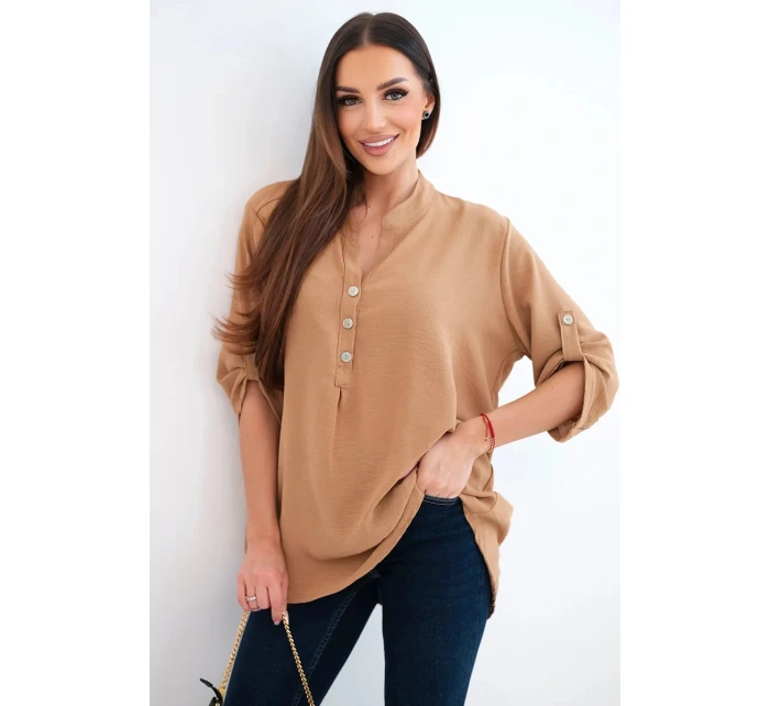 Halenka s delšími zády camelová Halenka s delšími zády camelová