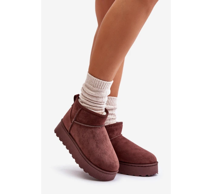 Dámské Sněhule Na Platformě Zateplené Kožíškem Tmavě Hnědé model 21672069 - Boto Dámské Sněhule Na Platformě Zateplené Kožíškem Tmavě Hnědé model 21672069 - Boto
