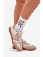 Nízké Dámské Tenisky Z Eko Kůže Béžové model 21683211 - Boto Nízké Dámské Tenisky Z Eko Kůže Béžové model 21683211 - Boto