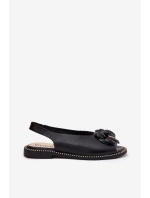 Kožené Ploché Sandály S Dekorací model 21694811 Černé - CheBello