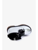 Zateplené Dívčí Lakované Kotníkové Boty Na Zip Stříbrné Novita