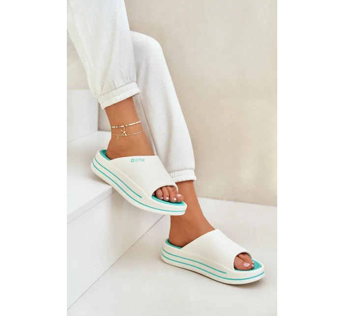 Dámské pantofle na platformě Big Star – bílá/mátová