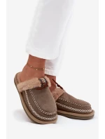 Dámské chlupaté papuče s kožíškem a výšivkou – zelené Perivelle