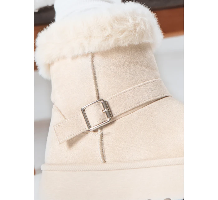 Dámské semišové sněhule s kožešinou béžové FashionStreet ZY1252