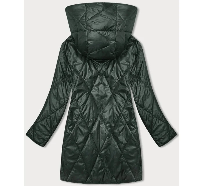 Zelená dámská bunda s ozdobnou kapucí (B8215-10)