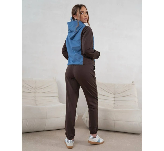 Dámská dvoubarevná tepláková souprava v čokoládově modré barvě (554) Dámská dvoubarevná tepláková souprava v čokoládově modré barvě (554)