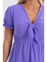 Šaty s vázaným výstřihem do V fialové Šaty s vázaným výstřihem do V fialové