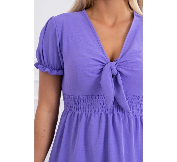 Šaty s vázaným výstřihem do V fialové Šaty s vázaným výstřihem do V fialové
