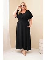 Dámské šaty Plus Size s řaseným pasem černá