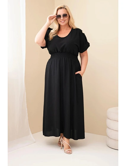 Dámské šaty Plus Size s řaseným pasem černá