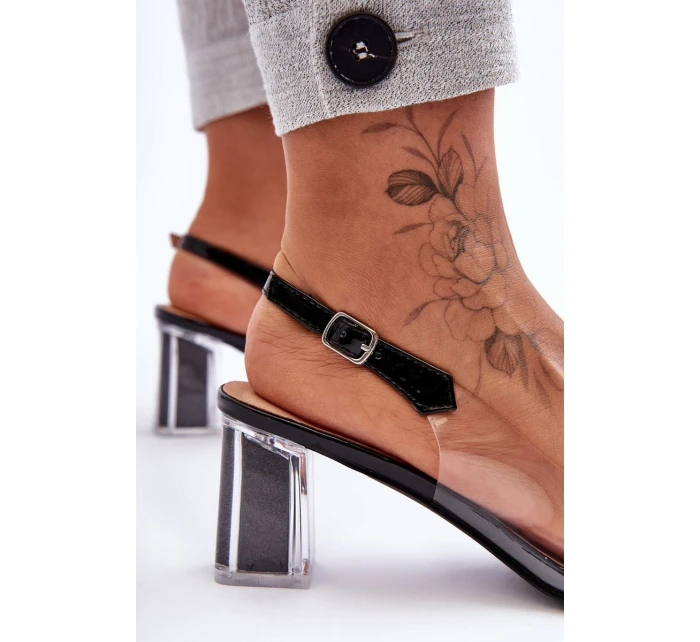 Transparentní Sandály Na Podpatku Černé SBarski MR1037-43