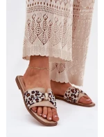 Dámské Pantofle Na Plochém Podpatku S Mašlí Béžové model 21702398 - Boto Dámské Pantofle Na Plochém Podpatku S Mašlí Béžové model 21702398 - Boto