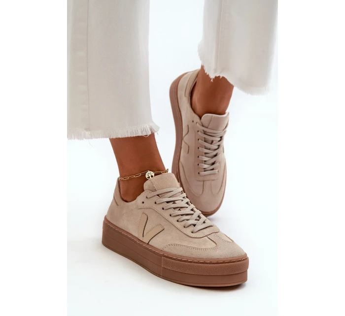 Dámské semišové tenisky Zazoo na platformě béžové Dámské semišové tenisky Zazoo na platformě béžové