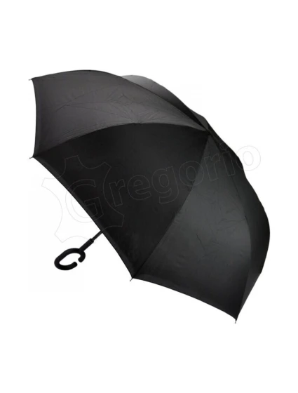 Obrácený deštník France  černý, vespod potisk - Gregorio