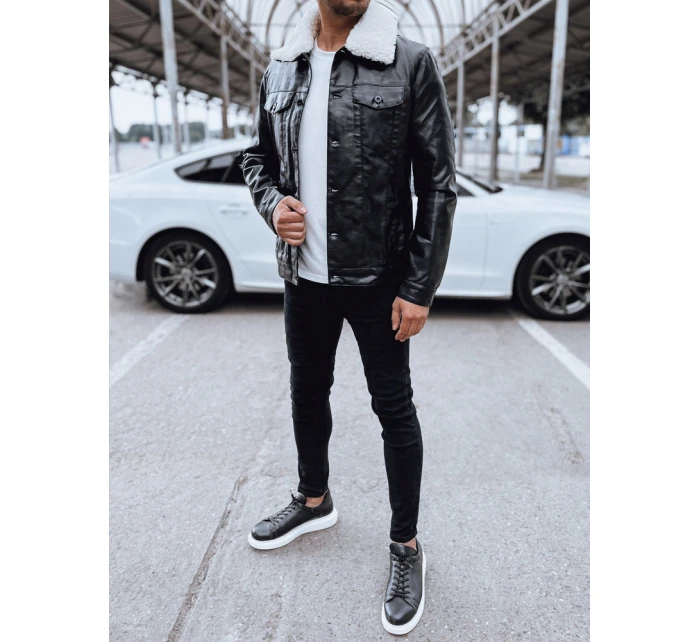 Pánská kožená bunda černá FashionStreet TX4704 Pánská kožená bunda černá FashionStreet TX4704