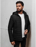 Pánská přechodná prošívaná bunda s kapucí černá model 21983056 - Dstreet