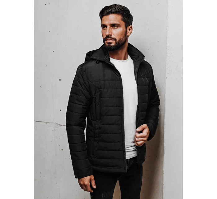 Pánská přechodná prošívaná bunda s kapucí černá model 21983056 - Dstreet