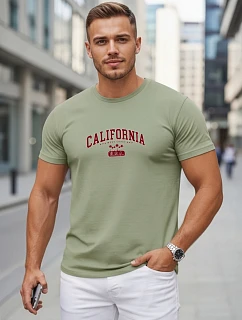Tshirt męski bawełniany z nadrukiem California zielony model 22316124 - FashionStreet