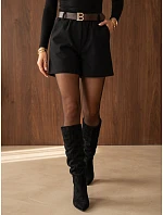 Elegantní dámské šortky s páskem, černé, FashionStreet SY0593 Elegantní dámské šortky s páskem, černé, FashionStreet SY0593
