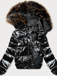Černá lesklá dámská bunda s kapucí model 16254417 - MEZZO