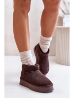 Módní Semišové Nízké Sněhule Hnědé model 21671731 - Boto Módní Semišové Nízké Sněhule Hnědé model 21671731 - Boto