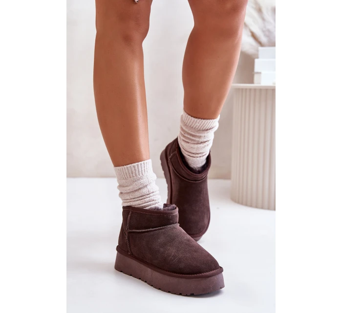 Módní Semišové Nízké Sněhule Hnědé model 21671731 - Boto Módní Semišové Nízké Sněhule Hnědé model 21671731 - Boto