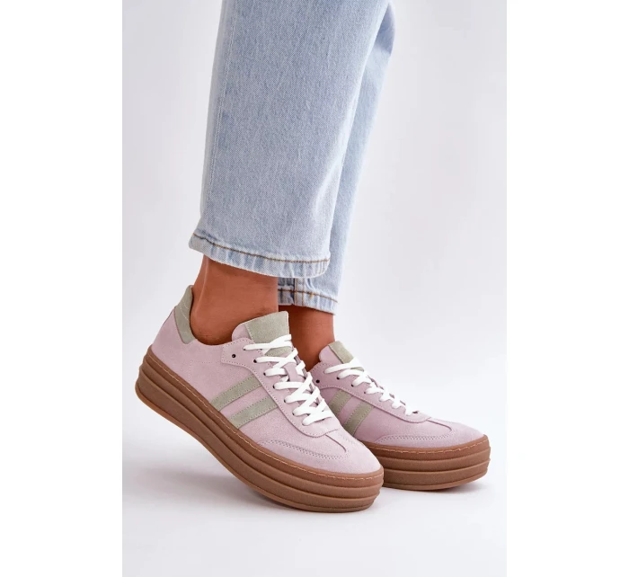 Dámské Semišové Tenisky Na Platformě Fialové Zazoo