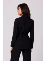 Dámský blejzr s páskem na zavázání model 21229194 Černá - BeWear Dámský blejzr s páskem na zavázání model 21229194 Černá - BeWear