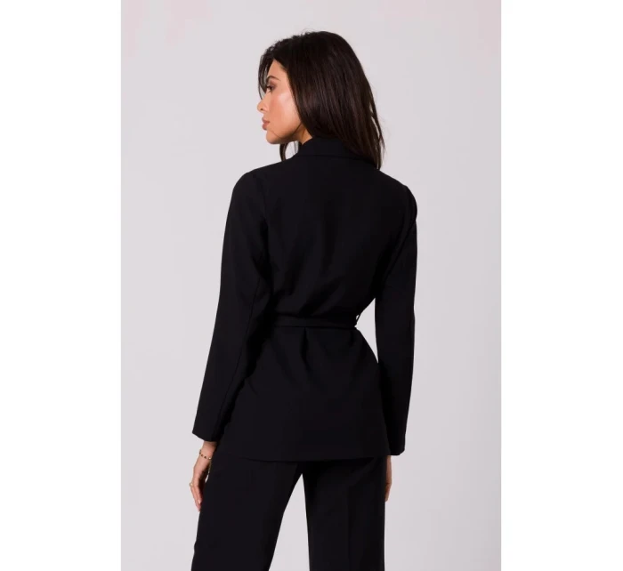 Dámský blejzr s páskem na zavázání model 21229194 Černá - BeWear Dámský blejzr s páskem na zavázání model 21229194 Černá - BeWear