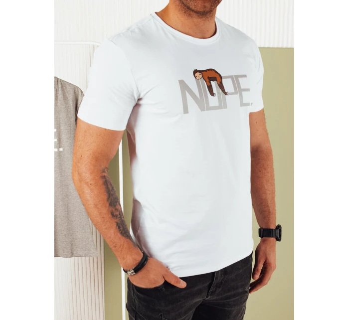 Pánské bílé tričko s potiskem FashionStreet RX5361