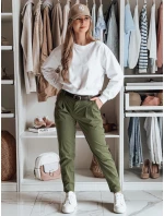 Dámské chinos kalhoty s páskem MODELA khaki FashionStreet UY2572