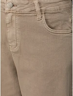 Jeansy damskie fit z wysokim stanem beżowe model 22136274 - FashionStreet