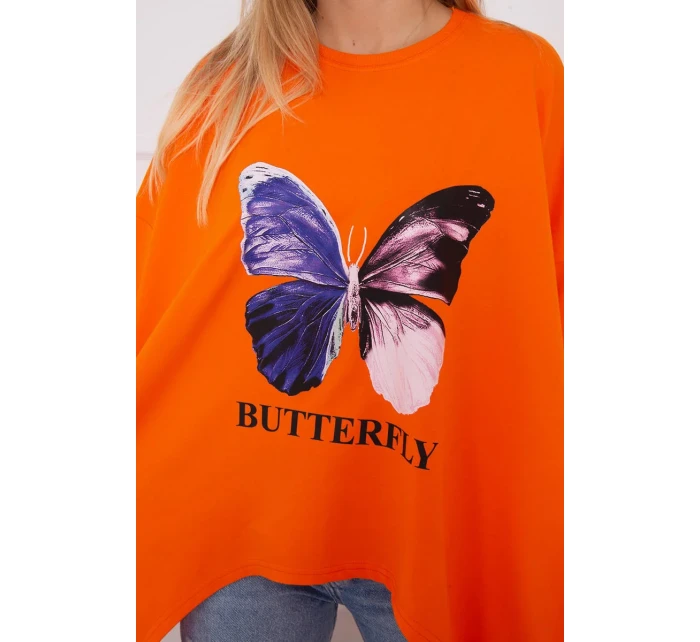 Oversize halenka s potiskem oranžová