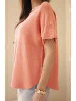 Svetr dámský s krátkým rukávem volného střihu model 22010174 - K-Fashion