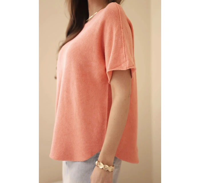 Svetr dámský s krátkým rukávem volného střihu model 22010174 - K-Fashion