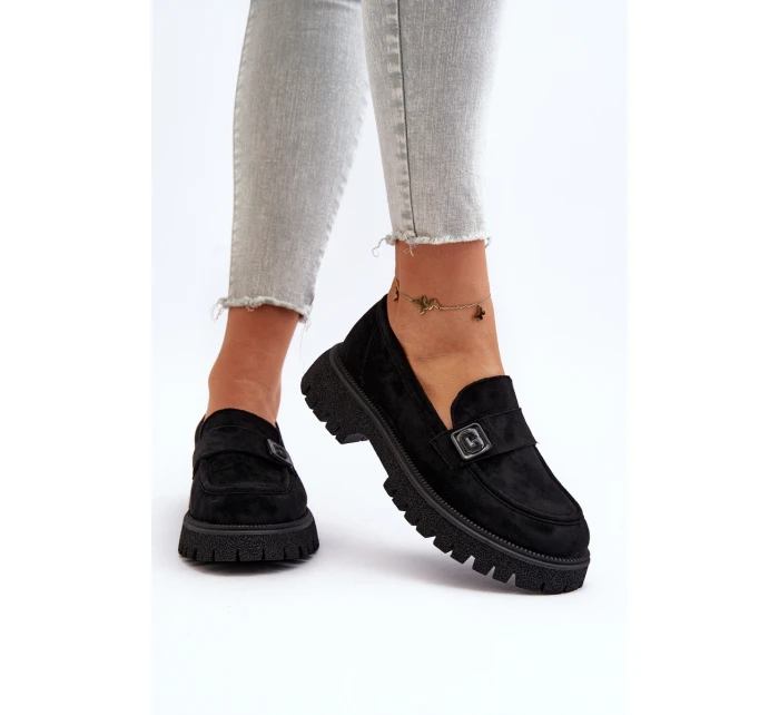 Dámské mokasíny s černým páskem model 21649216 - VINCEZA