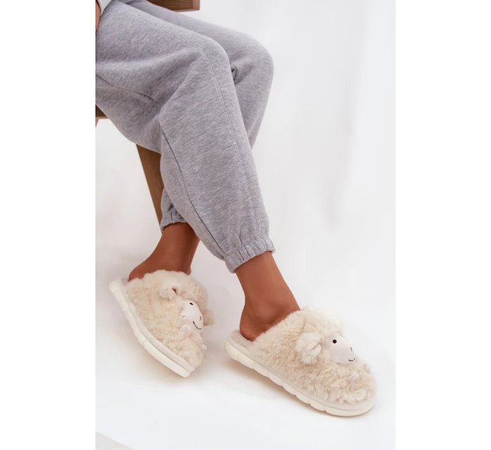 Dámské Kožešinové Pantofle Béžové model 21747713 - Boto