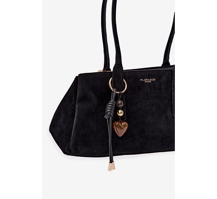 Eko semišová kabelka s přívěskem Černá model 22111620 - Flora&Co