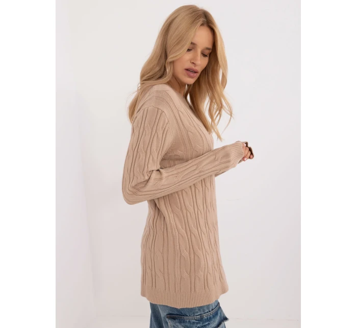Sweter AT SW model 20463681 camelowy - FPrice Sweter AT SW model 20463681 camelowy - FPrice