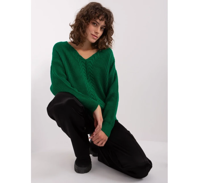 Sweter BA SW model 19014760 ciemny zielony - FPrice Sweter BA SW model 19014760 ciemny zielony - FPrice