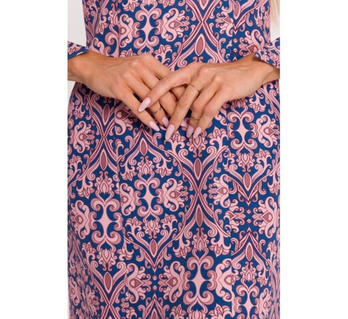 M877 Šaty s potiskem a širokými manžetami - model 3